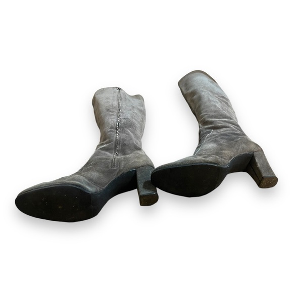 Vintage Valley Gray Suede Heel Boots with Zippers Chunky Heel Size 8.5 - Picture 9 of 13
